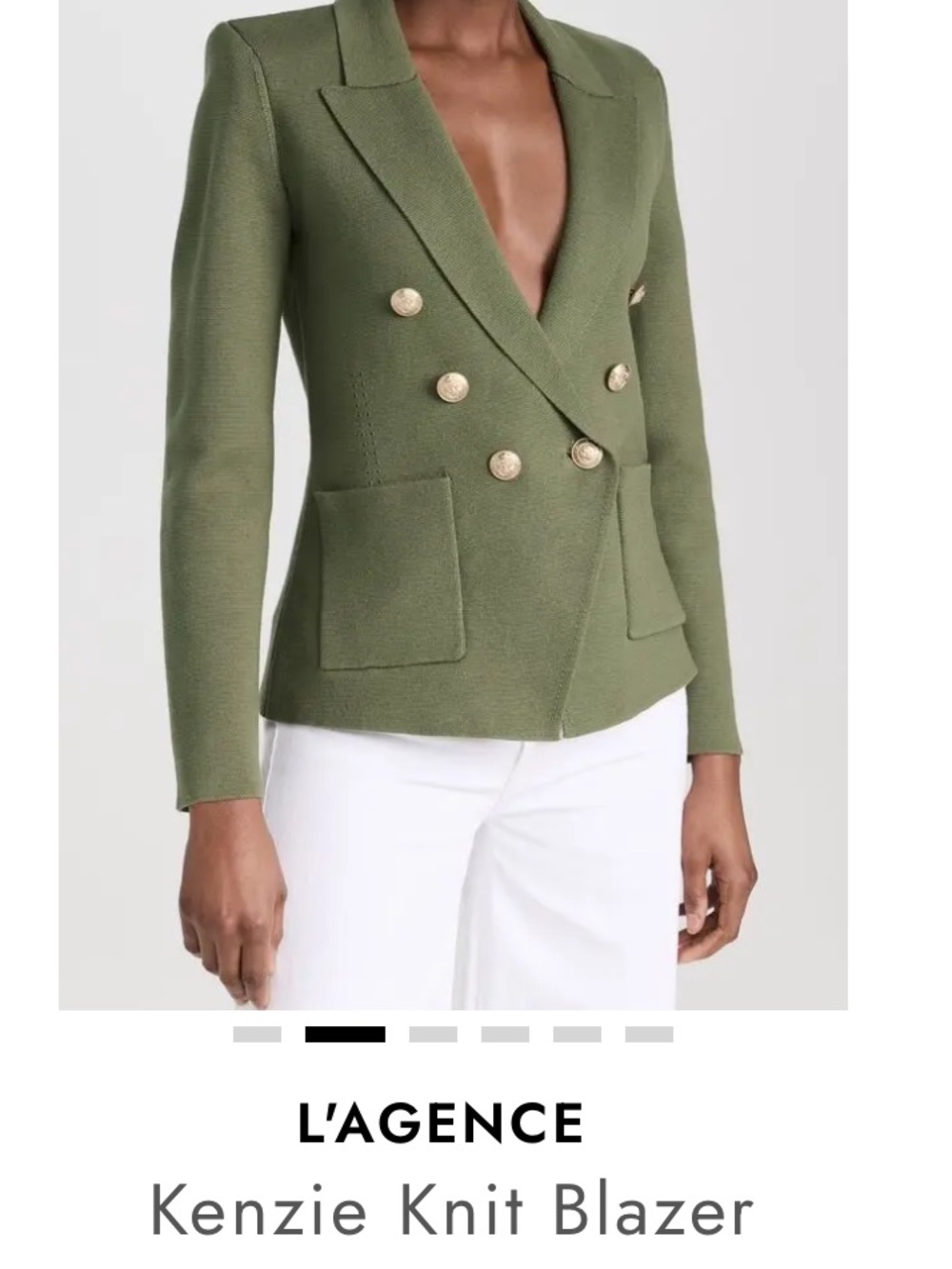Nwt L'AGENCE Olive Green Double-Breasted Knit Blazer